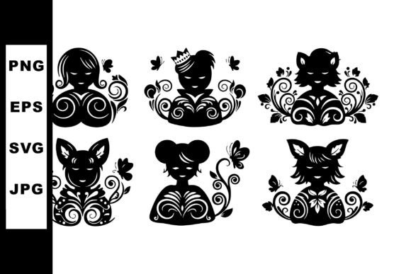 Decorative Animal Silhouettes with Flora: Graphics and Illustrations for Creative Branding