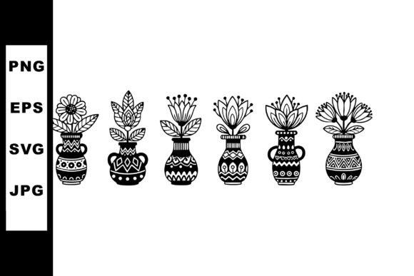 Decorative Black and White Flower Vases
