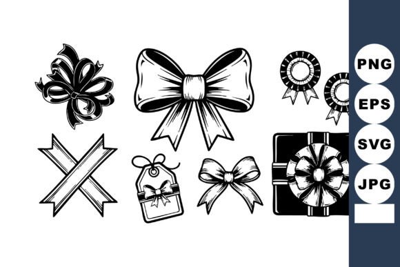 Decorative Black and White Ribbon and Bo Graphics