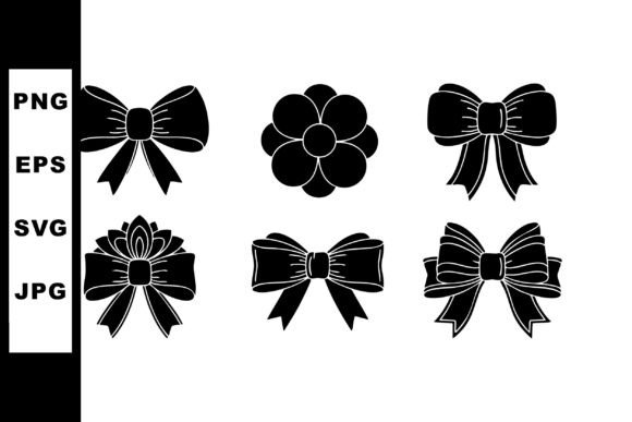 Decorative Black Bow and Flower Vector I