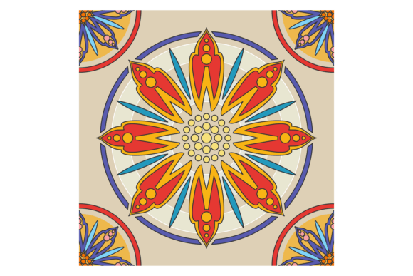 Decorative Ceramic Tile Floral Ornament: A Versatile Graphic for Handmade Creations