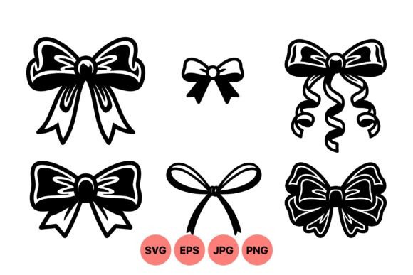 Decorative Ribbon Bow Illustrations: A Versatile Graphic Design Asset for Crafters