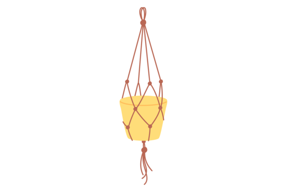 Decorative Rope Net with Hanging Flowerpot: A Versatile Graphic for Editorial and Web Design