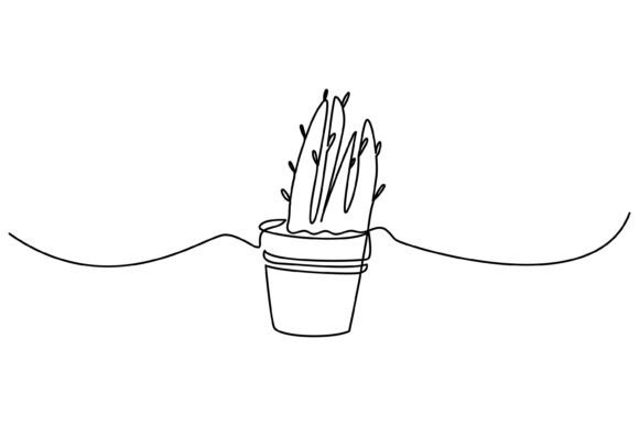 One Line Decorative Cactus Graphics