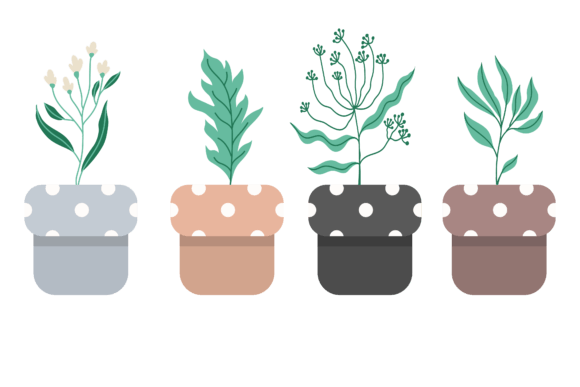 Plant Pot Decorative Design: A Versatile Graphic Freebie for Creative Projects