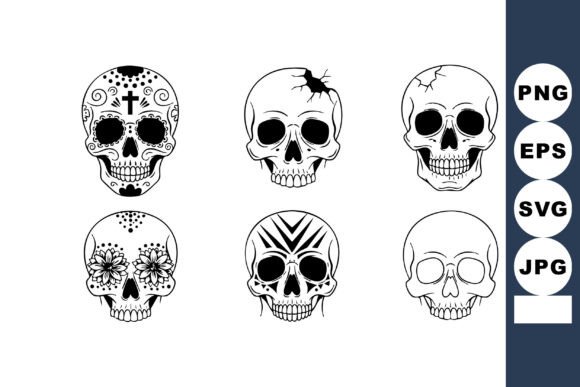Six Decorative Skull Designs Featuring U: Graphics for Bold Branding