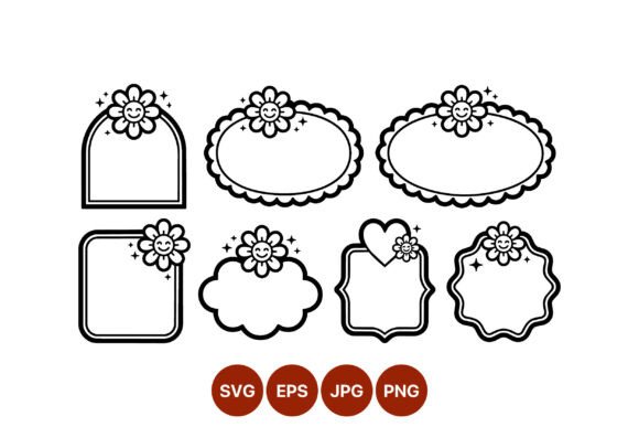 Smiling Flower Decorative Frames Vector: A Versatile Graphics Asset for Creative Projects