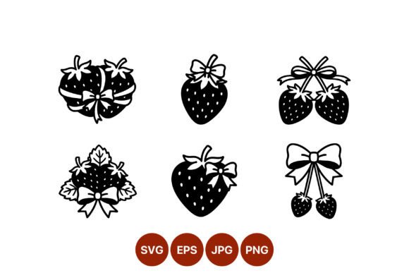 Strawberries with Decorative Bows Vector: A Versatile Graphic for Branding & Packaging